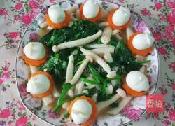 Illustration of how to make stir-fried spinach and white mushrooms 7