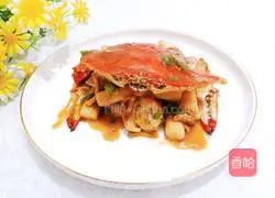 Illustration of how to make swimming crab braised rice cake 17