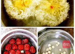 Illustration of how to make red dates, white fungus and lotus seed soup 1