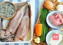 Cooking ~ Illustration of how to make fried and stuffed squid 1