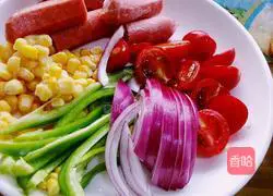 Illustration of how to make ham pizza 2