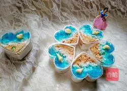 Illustration of how to make the ocean mousse cup 7