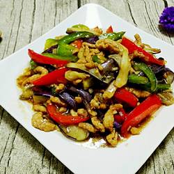 Stir-fried shredded eggplant with shredded pork