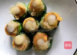 Illustration of how to make steamed scallops with loofah 14