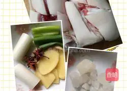 Illustration of how to make rock sugar pig's trotters 1