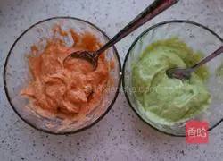 Illustration of how to make two-color yam and shrimp cake 4