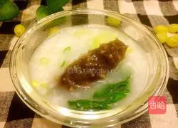 Illustration of how to make sea cucumber and green vegetable porridge 7