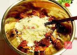 Illustration of steamed pork ribs and lotus root with powder 7