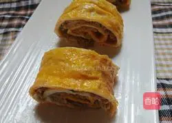 # steamed vegetables# Illustration of how to make steamed egg rolls with minced meat 11