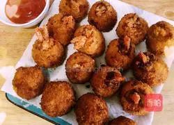 Illustration of how to make yogurt, mashed potato and shrimp balls 5