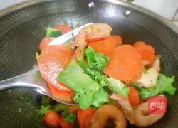 Illustration of how to make fried shrimps with broccoli, carrots and shrimps 19