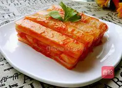 Illustration of how to make fried rice cakes with tomato sauce 6