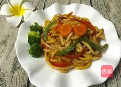 Illustration of how to make fried udon noodles with three shreds of tomato sauce 10