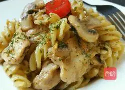 Pasta (Mushroom and Chicken Spiral Noodles in White Sauce) Recipe Illustration 7