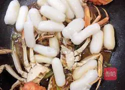 Illustration of how to make scallion oil crab cheese rice cake 15