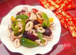 Illustration of how to stir-fry fresh squid with colored peppers 10