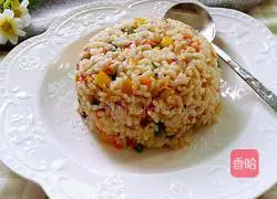 Illustration of how to make spicy shredded pork fried rice 10