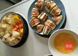 Illustration of how to make fried eggplant box sandwich 6