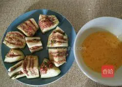 Illustration of how to make fried eggplant box sandwich 5