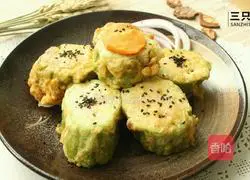 Illustration of how to make mashed potatoes stuffed with bitter melon 12