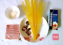 Illustration of how to make butter bacon pasta 1