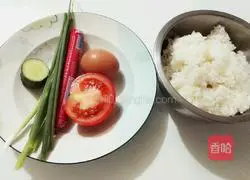 Illustration of how to make tomato sauce fried rice 1