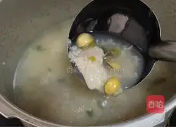Illustration of how to make baby abalone and taro porridge 12