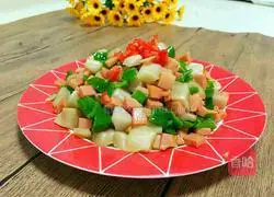 Illustration of how to make stir-fried three dices 8