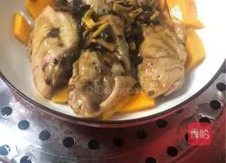 Illustration of how to make steamed pumpkin with black bean sauce chicken wings 8