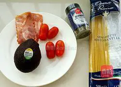 Avocado and bacon pasta Illustration of how to do it 1
