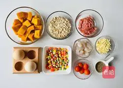 Illustration of how to make delicious flourless shrimp bacon pumpkin oatmeal pizza 1