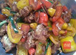 Illustration of Braised Chicken Wings with Colorful Peppers 9