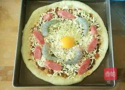 Pasta Illustration of how to make pizza with sauce and eggs 12