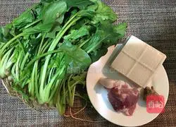 Illustration of how to make spinach and tofu soup with minced meat 1