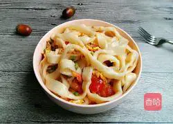 Bean, tomato and egg beat Illustration of making braised noodles 17