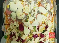 Illustration of how to make pizza (fruit, ham and shrimp) 7