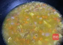 Illustration of how to make curry chicken rice 11