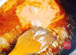 Illustration of French red wine foie gras with mango port grapes 5