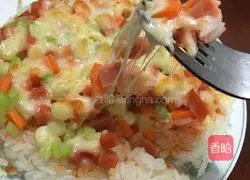 Illustration of how to make rice pizza 8