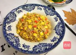 Illustration of how to make fried quinoa rice with tuna, corn and eggs 11