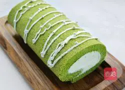 Illustration of how to make matcha cream cake roll 19