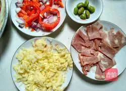 Illustration of how to make bacon pizza 1