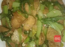 Illustration of how to make fried tofu with green vegetables 6