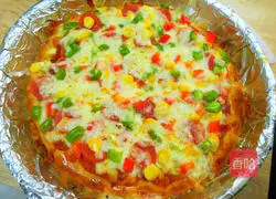 Illustration of how to make ham, fresh vegetables and colorful pizza 10