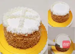 Illustration of how to make a simple fruit birthday cake with mango and dragon fruit 7