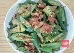 Illustration of how to make vinegared pork slices and okra 2