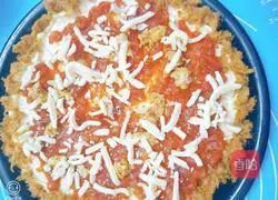 Seafood and meat floss pizza 10-inch recipe illustration 5