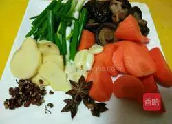 Illustration of braised chicken legs with carrots and mushrooms 3