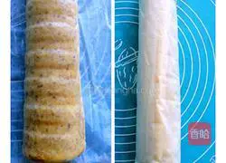Illustration of how to make banana cake roll 13