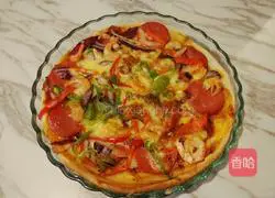 Illustration of how to make sausage and shrimp pizza with electric pan 8